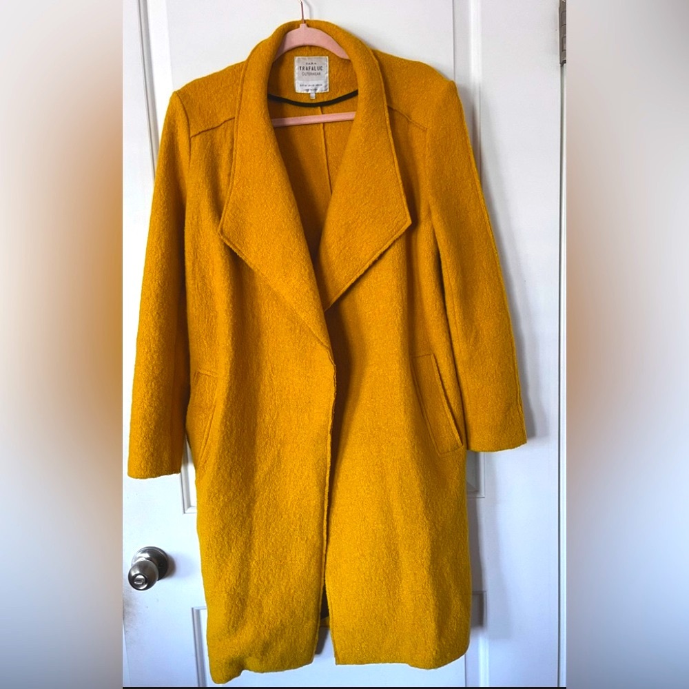 ZARA TRAFALUC EUC Open Front Coat Yellow - Oversized XS (Fits up to size M)